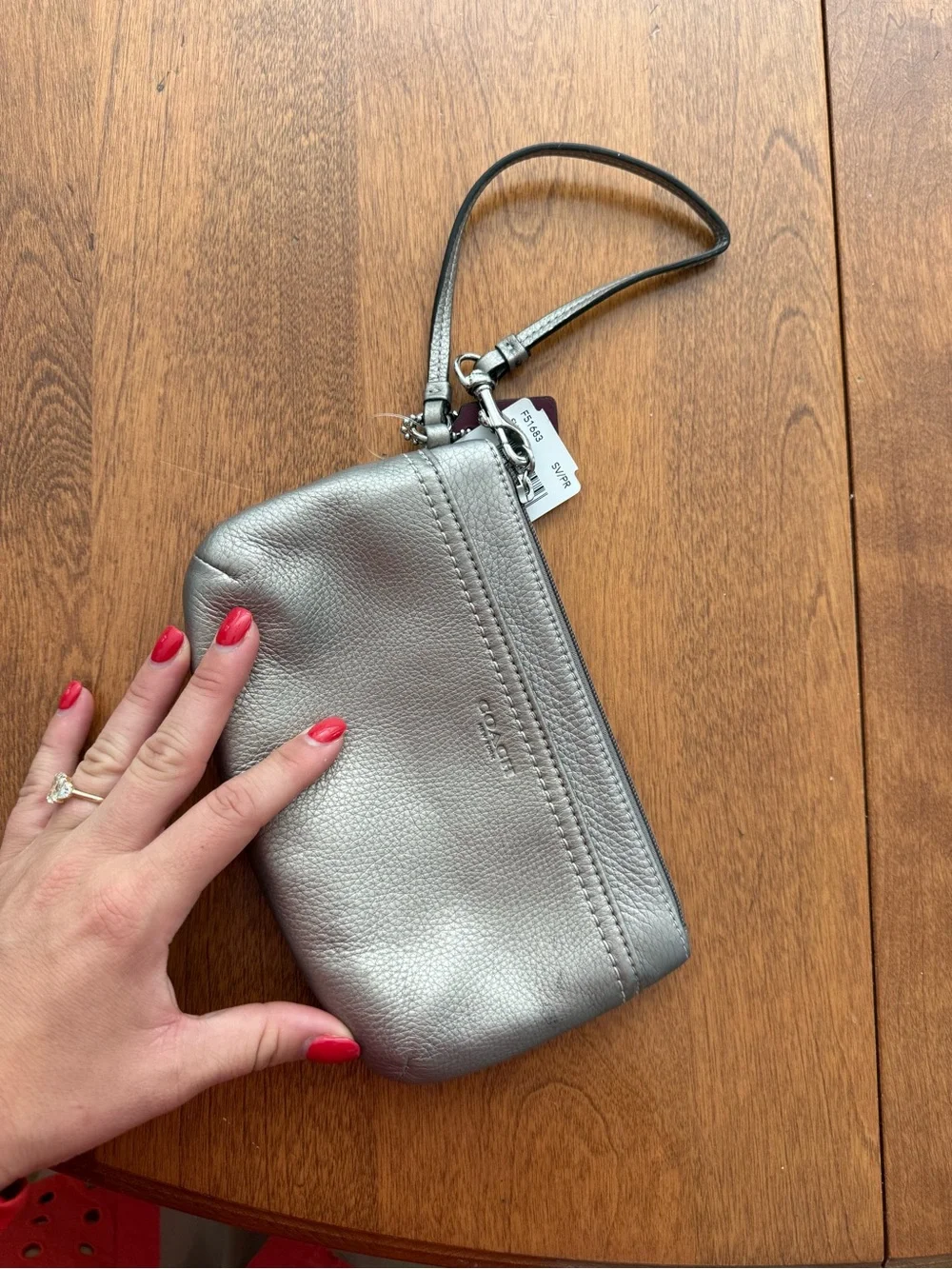 Silver Vintage Coach Wristlet